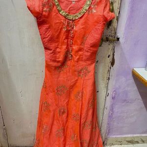 Orange Anarkali Suit