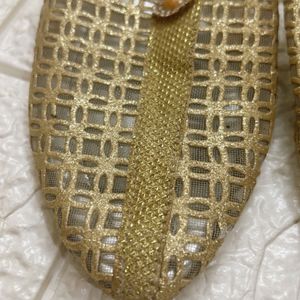 Gold Mojari Flats