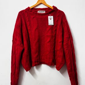 Red Oversized Drop Shoulder Sweater