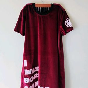 Wine Colour Party A-line Dress