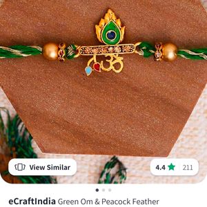 New Green Om & Peacock Feather Religious Rakhi