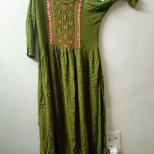 Olive Green Long Kurta