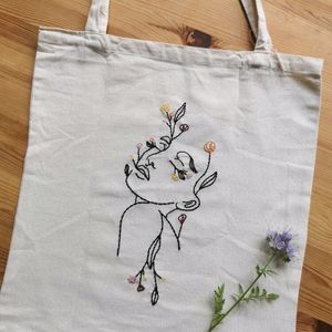 Hand Embroidered Customised Tote Bag