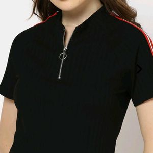 Teamspirit Black Ribbed Top