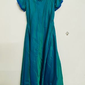 Offer Sale A Line Peacock Clr Satin Type Kurtha To