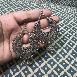 Oxidised Round Earrings