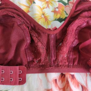 Maroon Lace Bra 32B