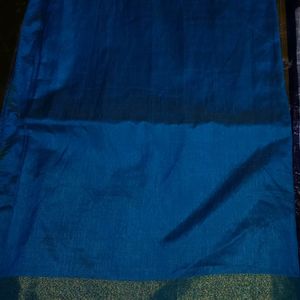 Plain Blue Colour Saree Without Blouse