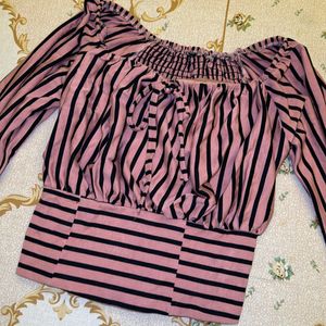 Striped Top With Bellsleeves