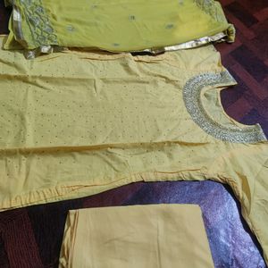 Beautiful Yellow Unused  Shalwar Kurta