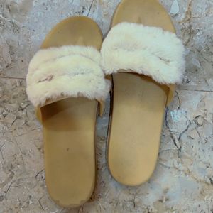 White Furry Slippers