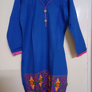 Embroidered Blue Kurta With Jacket