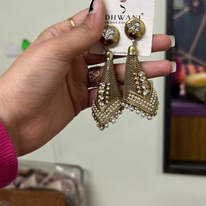 Golden Cone Shaped Earrings