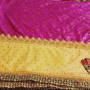 Beautiful Purple And Golden Malai Silk Saree