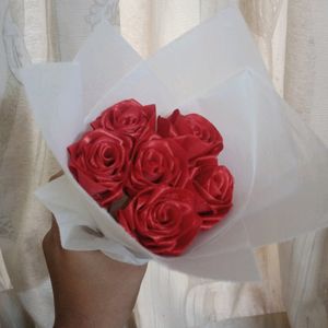 6 Satin Red Rose Bouquet