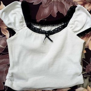 Square Neck Empress Lace Front Bow Tie