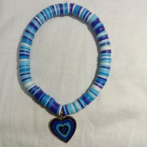 Aesthetic Blue Bracelet With Heart Charm
