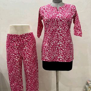 Printed Co - ord Set (100 %cotton)