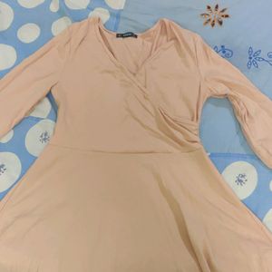 full sleeves dress - peach colour