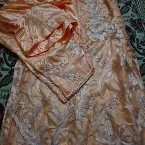 Beautiful Pakistani Suit Peach Color Embrioded