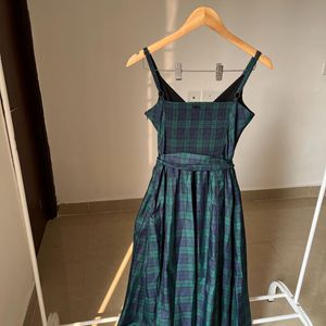 Nautica Plaid Belted Flared Midi Dress