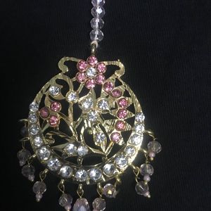 Pink Kundan Stone Mangtika