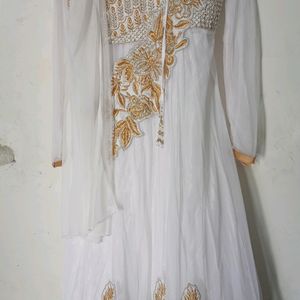 Anarkali Gold Stone Work Dress