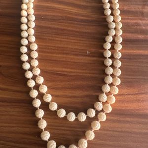 White Double Chain Beaded Necklace