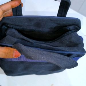 Navy Blue Colour Lunch Bag With Water Bottle Space