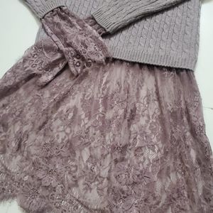 Lavender Woollen Sweater With Net