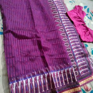 Purple Silk Saree With 36 Blouse.