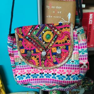 Fabric Crossbody Jhola Bag And Rajasthani Sling