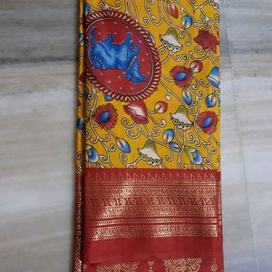 Mustard Yellow Dola Foil Saree (Nandhi Design)