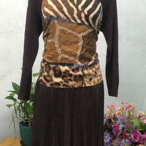 Brown printed Dress