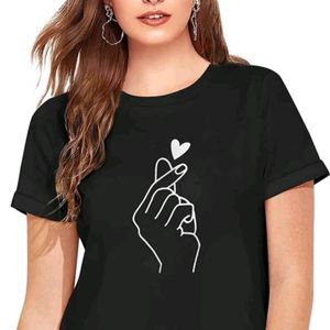 Printed Women Black T Shirt Combo