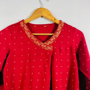 Red Printed Kurta (Women's)