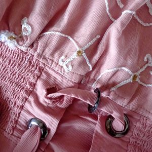 Girls Pink Top With Elastic On The Waist