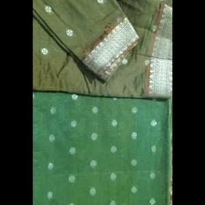 Cotton Silk Saree With Blouse