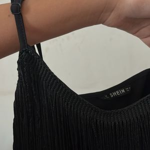 Black Ruffle Shein Sexy Crop Top