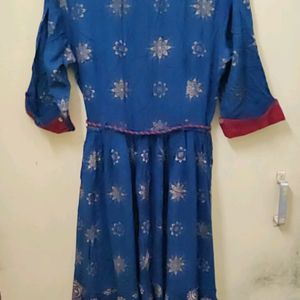 Blue And Golden Kurti Women