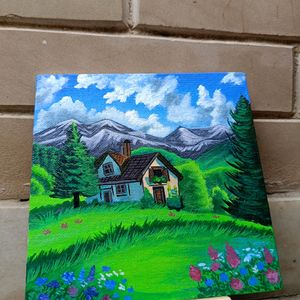 Mini Aesthetic Landscape Painting With Stand