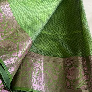 Pretty Green Saree With Lavender Border❤️