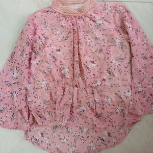 Pink Floral Print Top