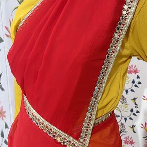 Red Colour Mirror Boarder Saree