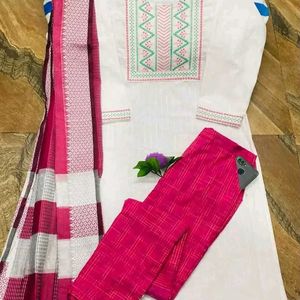 Stylish Cotton Kurta, Bottom and Dupatta Set