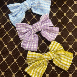 Gingham Big Size Hair Bow Pack Of 3