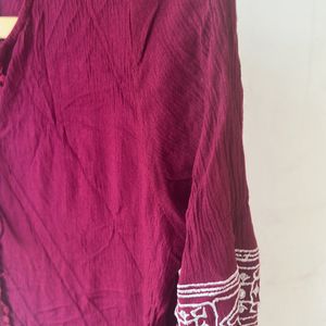 Maroon Top Full Length . Size Large