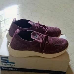 Sreeleathers Purple Laced Action Shoes For Women