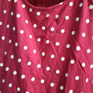 Pink Tops With White Polka Dot Slightly Crop