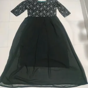 Embroidery Work Black Flared Gown..